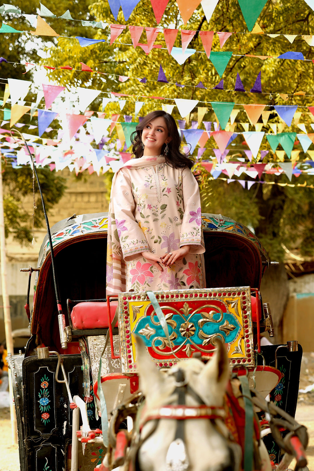Aneela's Unstitched 3PC Embroidered Lawn Suit with Digital Printed Monark Dupatta