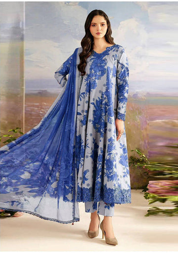 Iznik Unstitched 3PC Printed Lawn Suit with Voil Dupatta