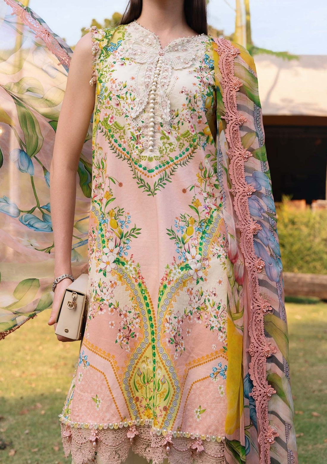 Maria B Unstitched 3PC Printed Lawn Suit with Chiffon Dupatta