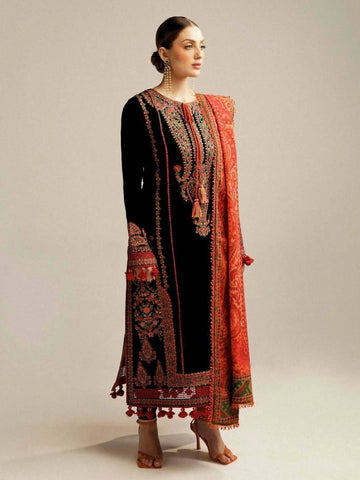 Unstitched 3PC Embroidered Lawn Suit with Embroidered Chiffon Dupatta