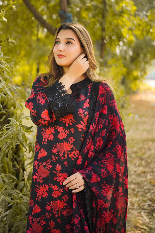 Aneela's Unstitched 3PC Printed Lawn Suit with Chiffon Dupatta