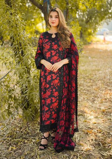 Aneela's Unstitched 3PC Printed Lawn Suit with Chiffon Dupatta