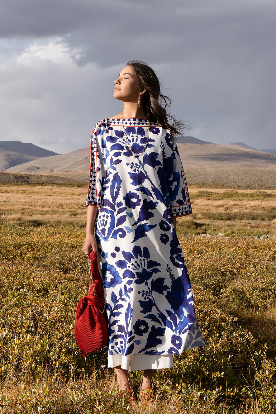 Lulusar Unstitched 3PC Printed Lawn Suit with Voil Dupatta