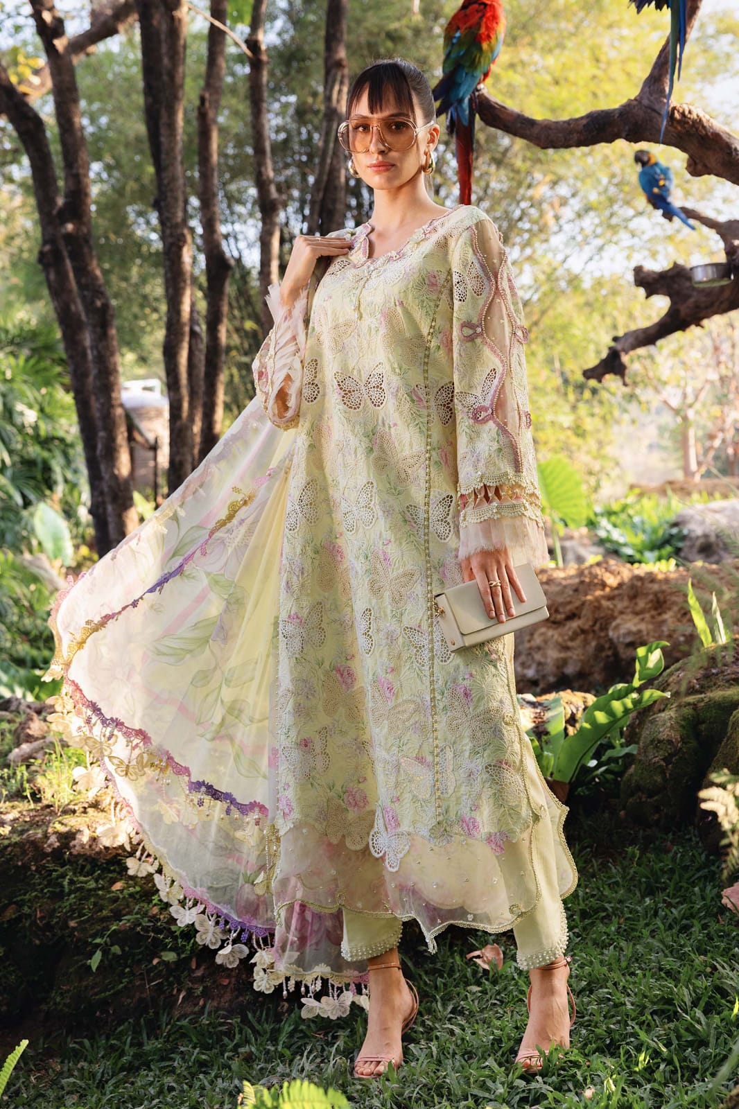 Maria B Unstitched 3PC Embroidered Lawn Suit with Chiffon Dupatta