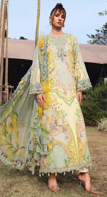 Maria B Unstitched 3PC Printed Lawn Suit with Chiffon Dupatta