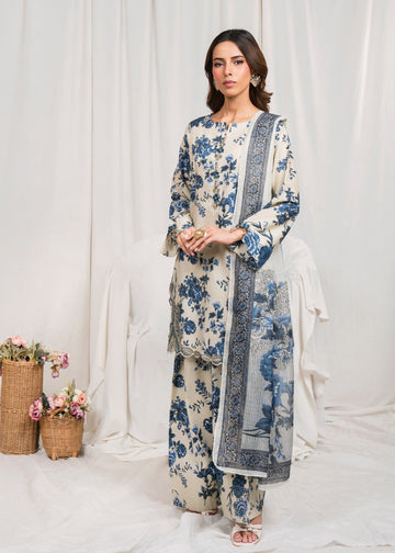 Laam Unstitched 3PC Printed Lawn Suit with Chiffon Dupatta