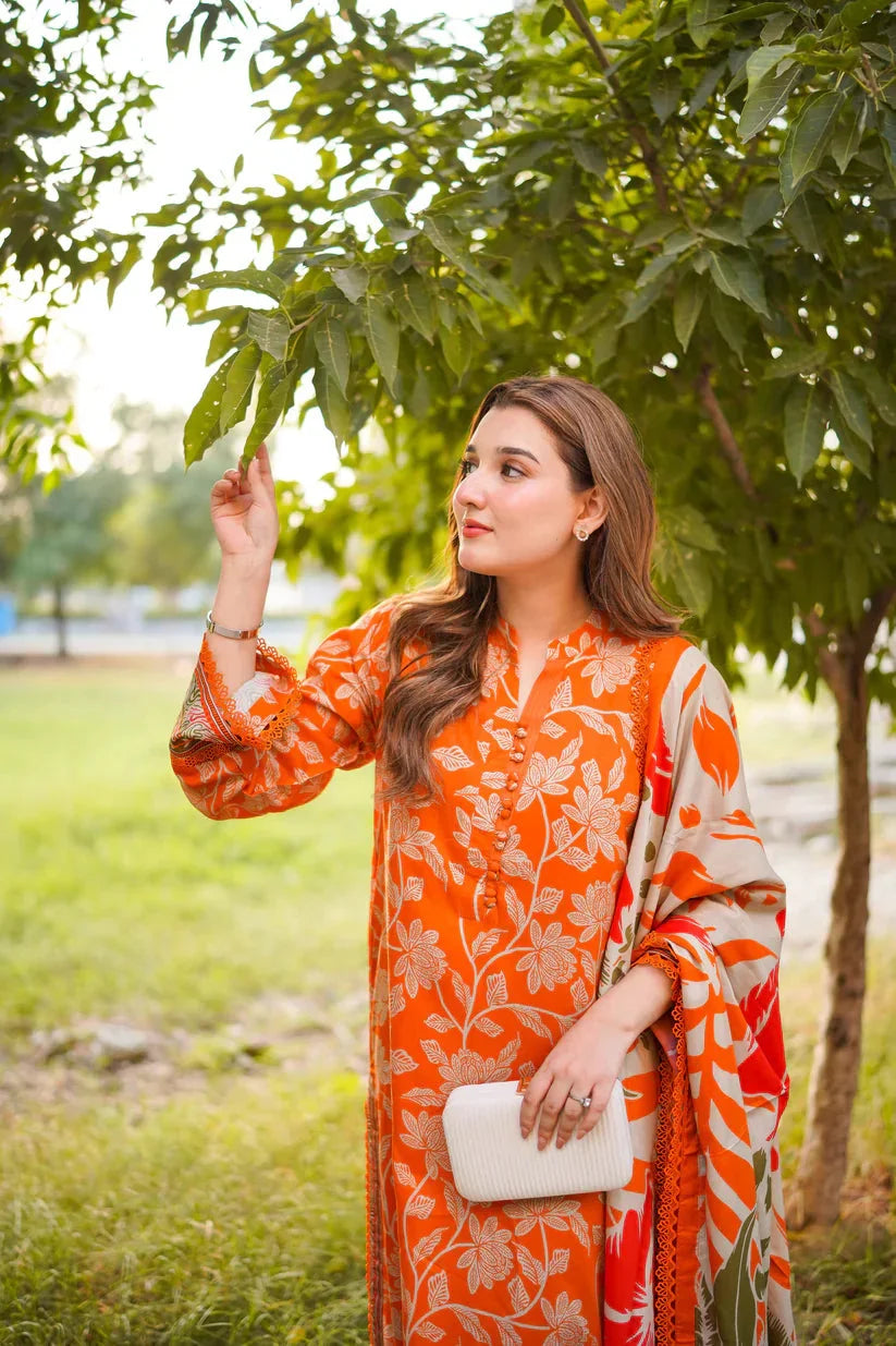 Aneela's Unstitched 3PC Printed Lawn Suit with Chiffon Dupatta